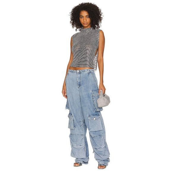 8 Other Reasons Womens Rhinestone Mesh Cowl Neck Top in Black One Size New Women - Picture 13 of 13